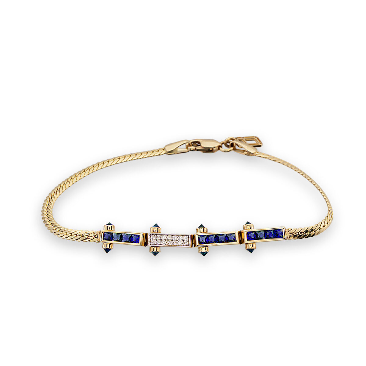 Bar Bracelet Straw Chain - Navy
