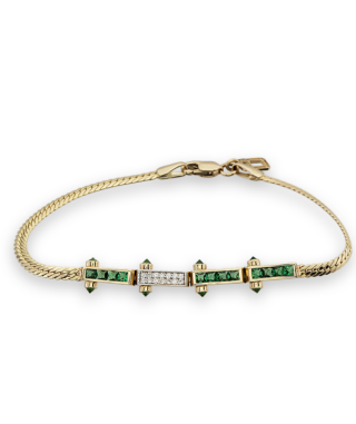 Bar Bracelet Straw Chain - Green