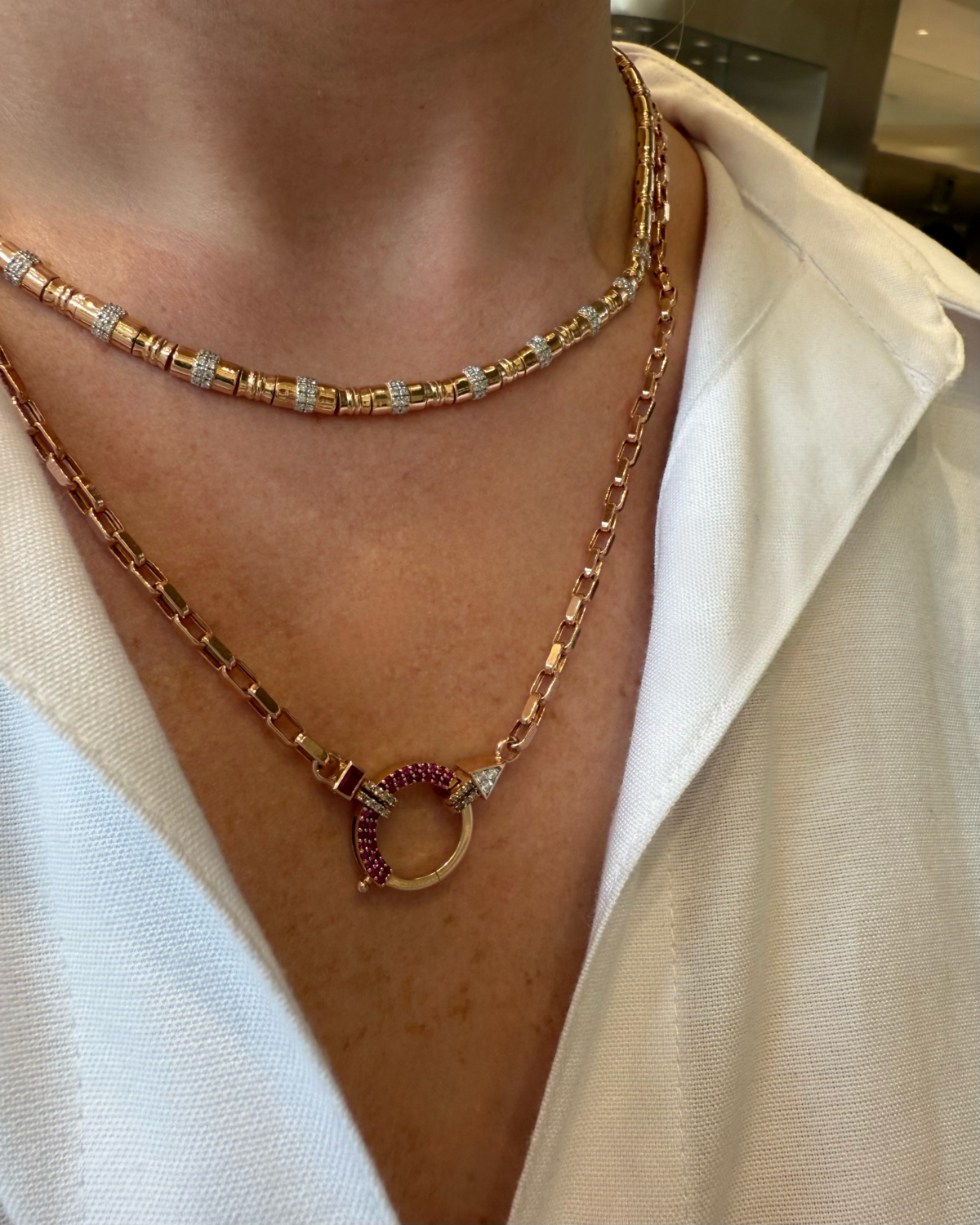 Baguette Chain No 2 - Ruby