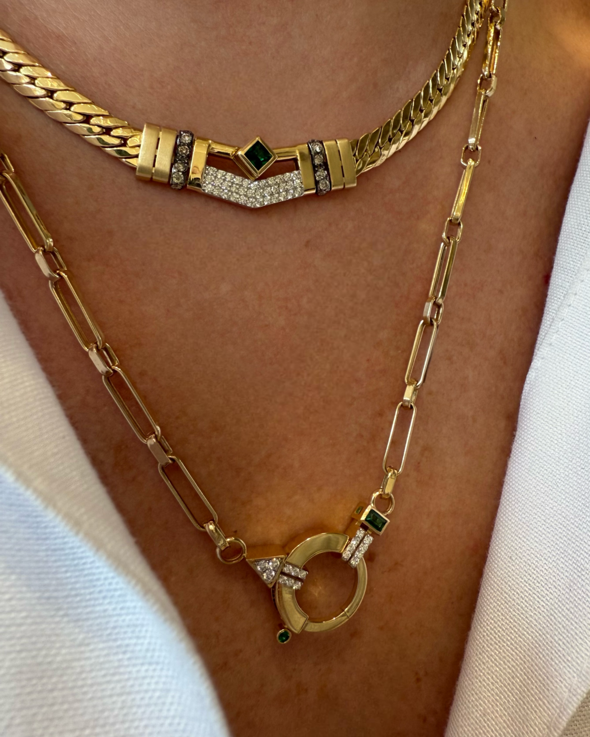 Baguette Chain No 3 - Green Garnet