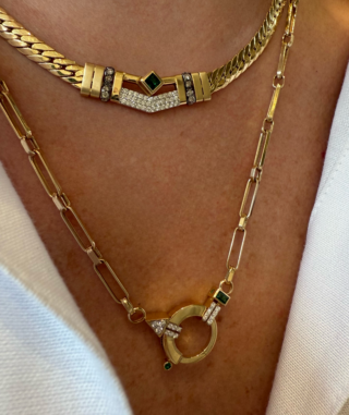 Baguette Chain No 3 - Green Garnet