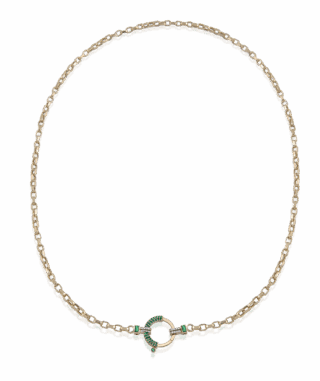 Baguette Chain No 8- Green Garnet