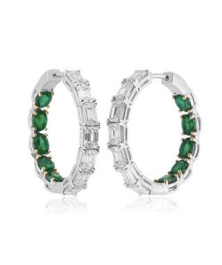 Baguette Hoop - Emerald