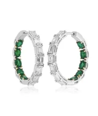 Baguette Halka Küpe - Zümrüt