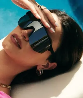 Baguette Halka Küpe - Safir